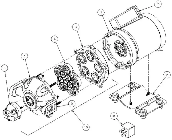 Spare parts for NorthStar pump 26,5 lpm 12v, serie 7062