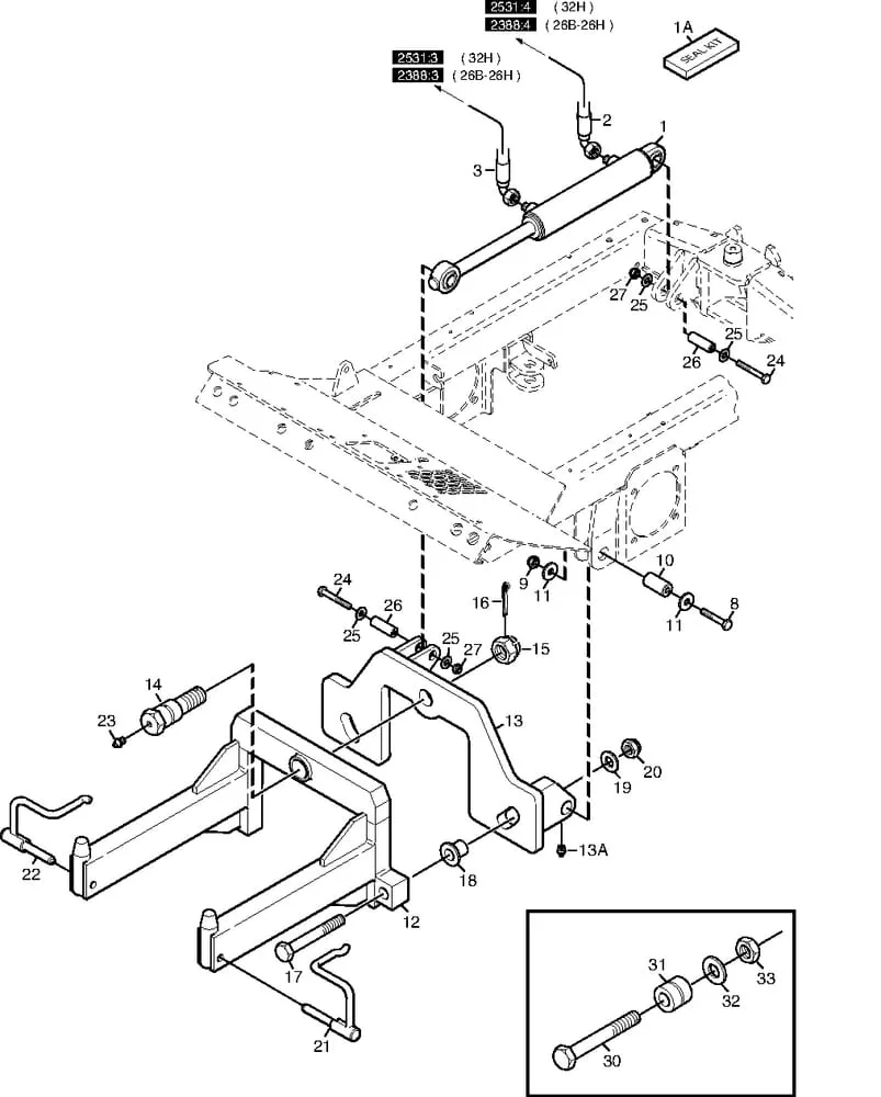 Zvedací zařízení žací jednotky Stiga Titan 32H 13-7440-22 / 13-7441-22 / 13-7442-13