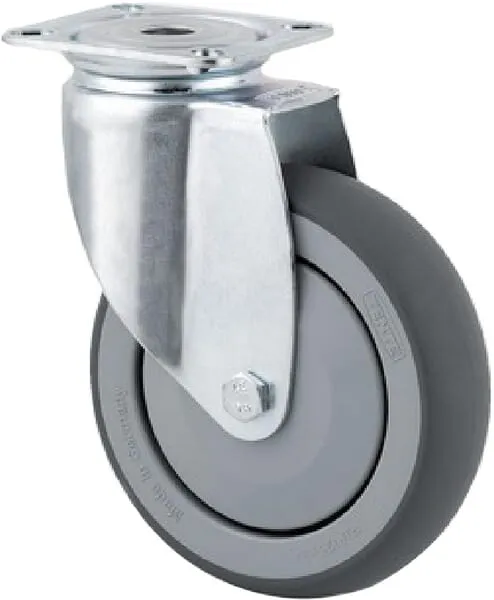 Otočné kolečko, pryž, Ø 75 x 25 mm, montážní destička 60 x 60 mm, nosnost 75 kg, Tente