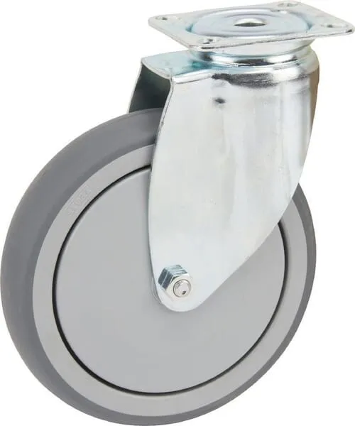 Galvanicky zinkované otočné kolečko s montážní plotýnkou