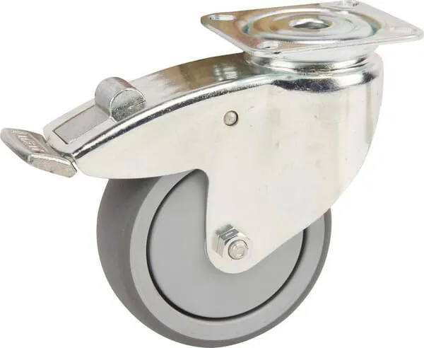 Galvanicky zinkované otočné kolečko s montážní plotýnkou