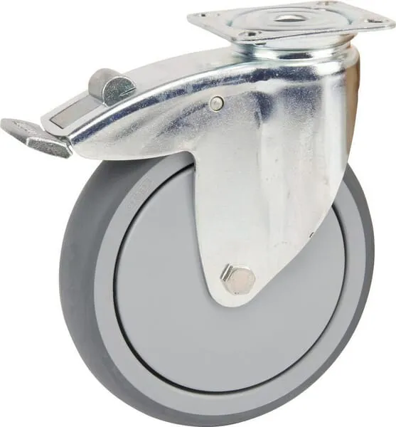 Galvanicky zinkované otočné kolečko s montážní plotýnkou