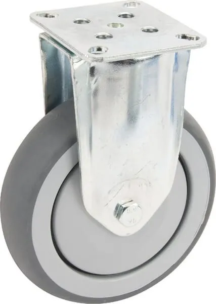 Galvanicky zinkované pevné kolečko s montážní plotýnkou