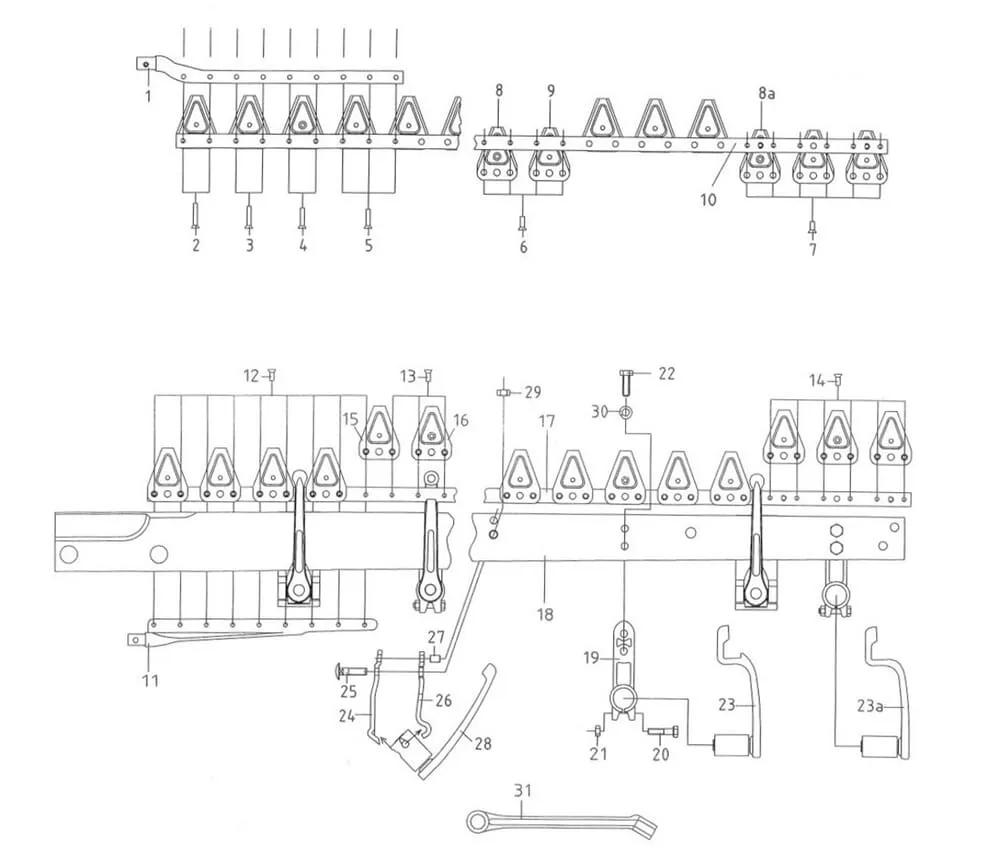 Dvounožová řezačka starý systém pro Vnitřní botku s připojením pro obloukovou řezačku 1,90 m