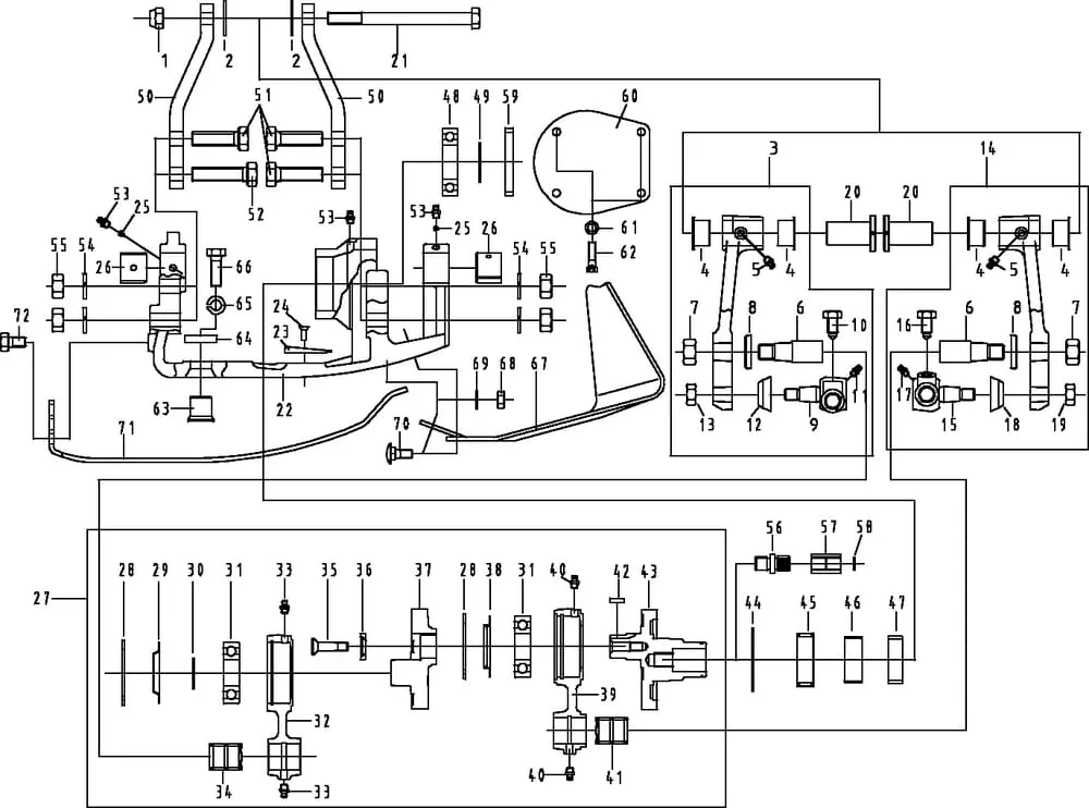 Binnenschoenaandrijving oude uitvoering 1120 voorliggende hydromotor normale uitvoering oude geleiding voor binnenschoenaandrijving Busatis