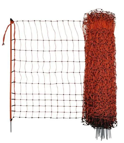 Elektrická síť pro drůbež, 106 cm, 50 m, jednoduché hroty, oranžová