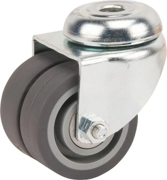 Dvojitá otočná kola s upevňovacím otvorem a gumovým běhounem 70 – 100kg