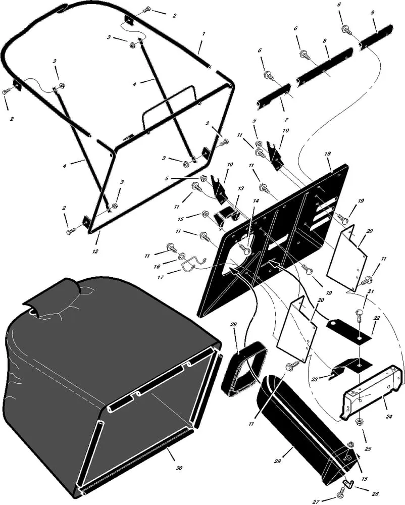 Zařízení k zachycování trávy pro Murray typ 31200X50A