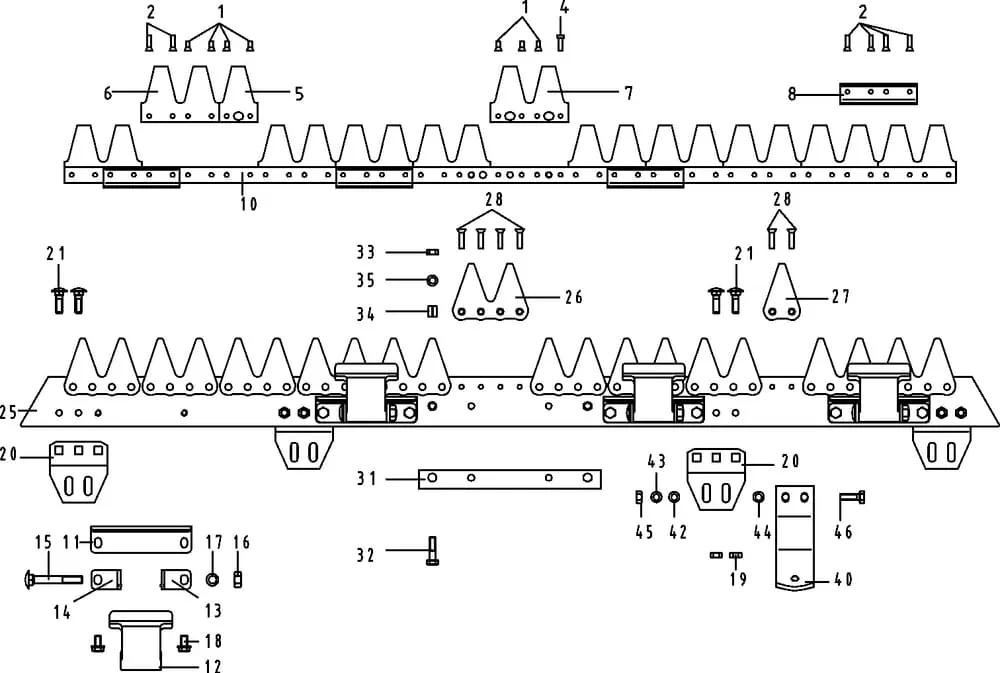 ESM - jednotlivé součásti žací lišty Universal SC