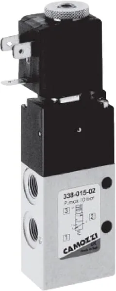 Ventil elektromagnetický 3/2-cestný, monostabilní, normálně otevřený