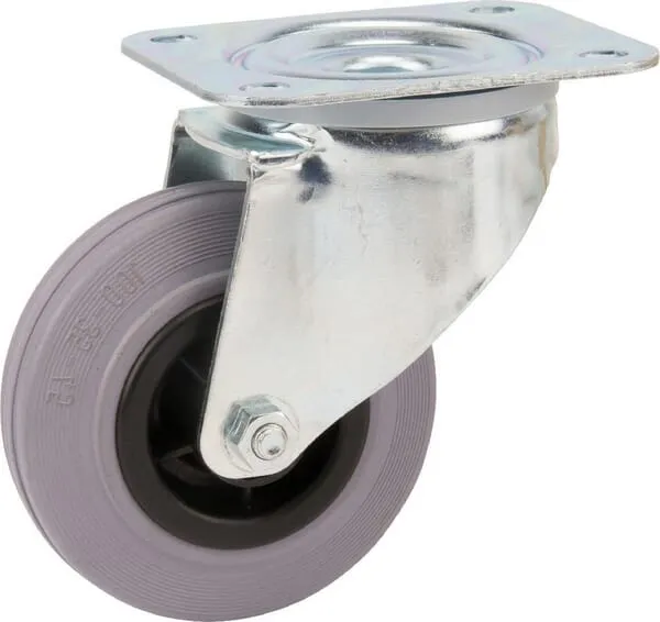 Otočná kola s upevňovací deskou, gumový běhoun 70 – 205kg