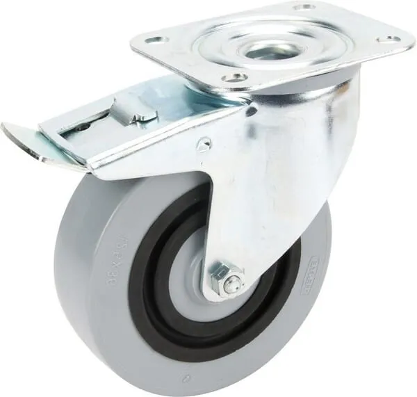 Otočná kola s dvojitou brzdou, upevňovací destičkou a polyamidovým běhounem 160 – 200kg
