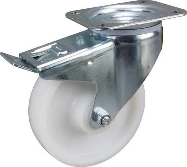 Otočná kola s dvojitou brzdou, upevňovací destičkou, polyamidové kolo 200 – 350kg