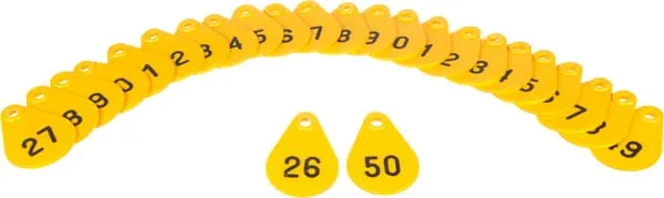 Známka na krk č. 26-50, žlutá