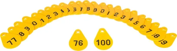 Známka na krk č. 76-100, žlutá