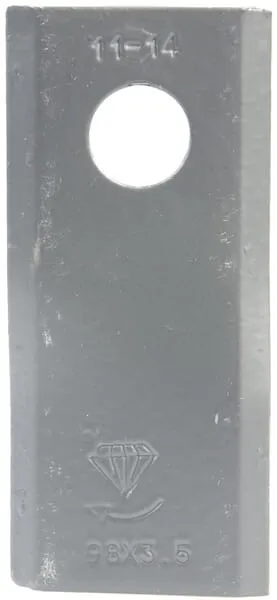 Nůž rotační sekačky rotace vpravo 98 x 45 x 3,5 mm; otvor Ø 16,5 mm; vhodný pro Morra; 25 ks/bal.