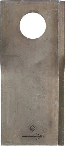 Nůž rotační sekačky rotace vlevo 108 x 47 x 4 mm; otvor Ø 19 mm; vhodný pro Pöttinger; 25 ks/bal.