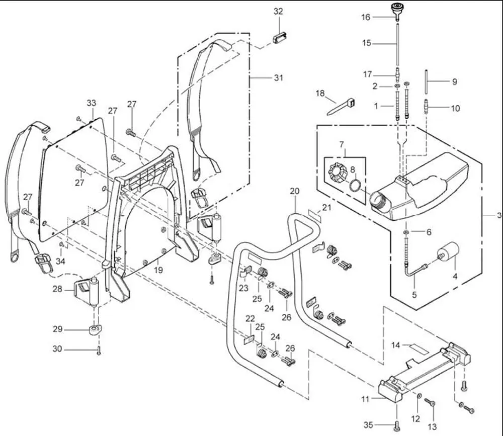 Nosný stojan, Benzínová nádrž