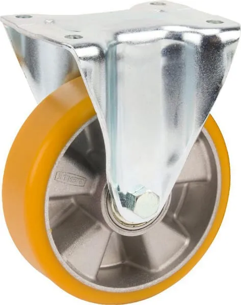 Pevná otočná kola s upevňovací destičkou a polyuretanovým běhounem 500 – 800kg