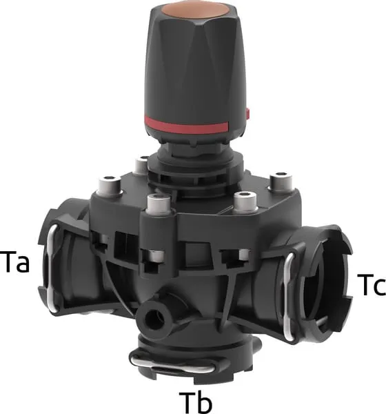 Ruční přetlakový ventil s membránou a vidlicovým připojením, Arag