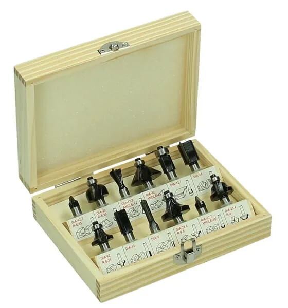 Sada fréz v dřevěném pouzdře, 12 kusů