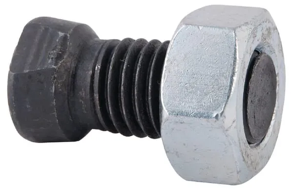 Pluhový šroub s kónickou hlavou M14x38, s 1 plochým okrajem a maticí