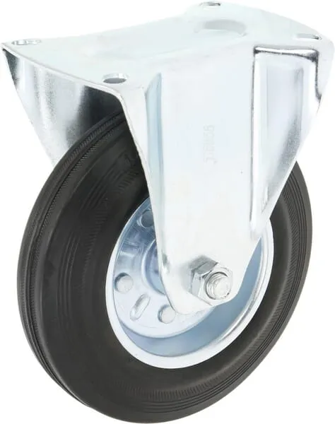 Pevné kolečko, pryž, Ø 160 x 40 mm, montážní destička 135 x 105 mm, nosnost 140 kg, gopart