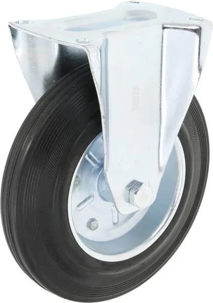 Pevné kolečko, pryž, Ø 200 x 45 mm, montážní destička 135 x 105 mm, nosnost 200 kg, gopart