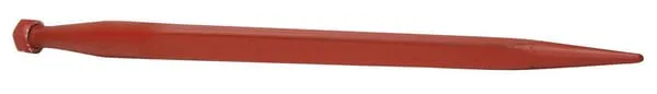 Hrot čelního nakladače, rovný, čtyřhranný profil 44x820 mm, špičatý hrot s maticí M28x1,5 mm, červený