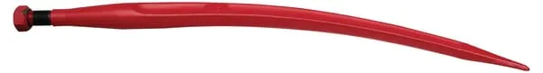 Hrot čelního nakladače zakřivený, čtyřhranný profil 35,5x585 mm, špičatý hrot s maticí M20x1,5 mm, červený, gopart