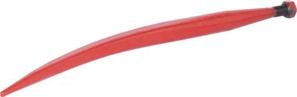 Hrot čelního nakladače zakřivený, čtyřhranný profil 35,5x585 mm, špičatý hrot s maticí M22x1,5 mm, červený