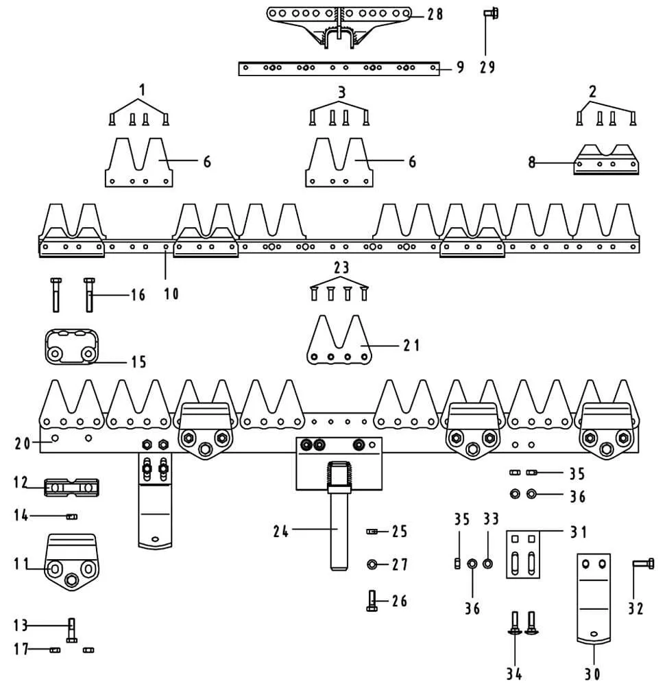 ESM - jednotlivé součásti žací lišty Hobby C,