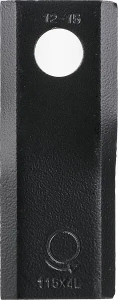 Nůž rotační sekačky rotace vlevo 115 x 45 x 4 mm; otvor Ø 18,25 mm; vhodný pro Kuhn / John Deere / New Holland; 25 ks/bal.