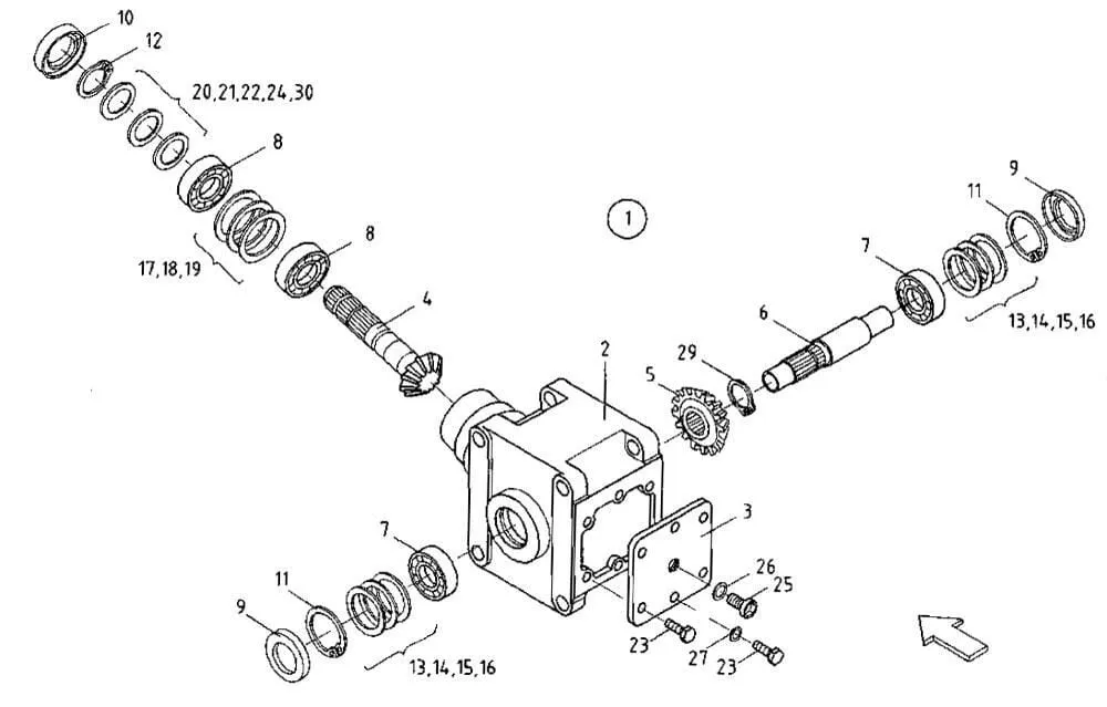 Úhlová převodovka od výr. č. 1621 do výr. č. 3145