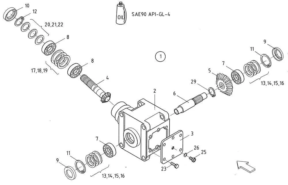 Úhlová převodovka od výr. č. 1776 do výr. č. 3685