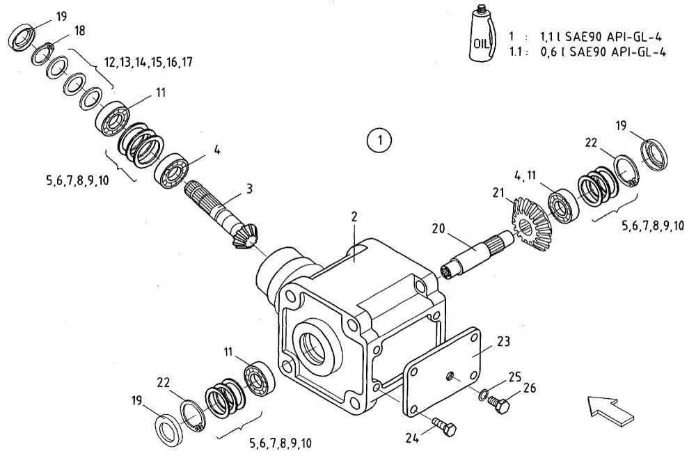 Úhlová převodovka do výr. č. 7473