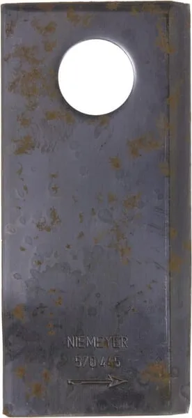 Nůž rotační sekačky rotace vlevo 106 x 48 x 4 mm; otvor Ø 19 mm; vhodný pro Niemeyer