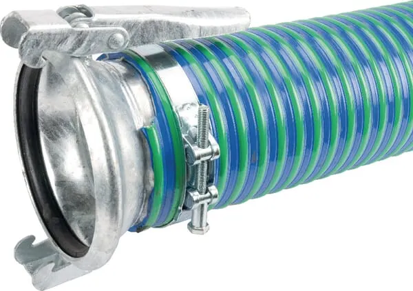 PVC Sací a tlakové hadice 6", modrá/zelená, kompletní s vnitřními/vnějšími italskými spojkami typu D