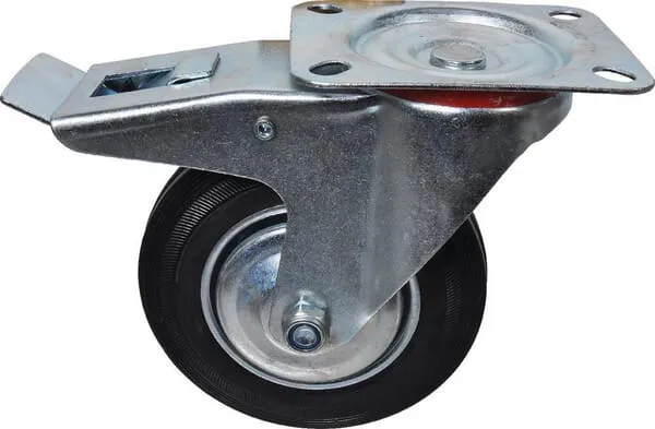 Otočné kolečko, pryž, Ø 160 x 40 mm, s brzdou, montážní destička 134 x 105 mm, nosnost 140 kg, gopart