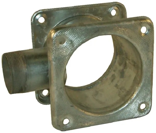 Spojovací kus se 2 čtyřhrannými přírubami a výtokem