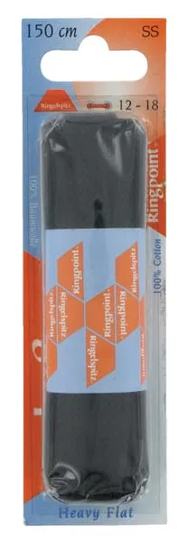 Tkaničky ploché černé, 150 cm