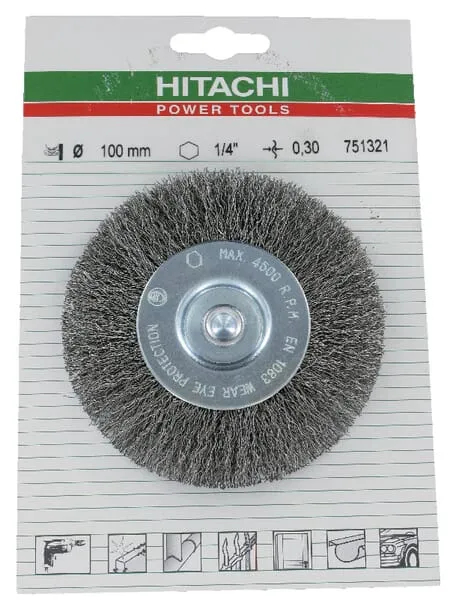 Kulatý kartáč 100x0,3, vlnitý drát, dřík 1/4"