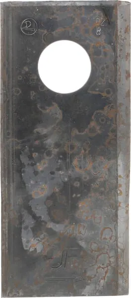 Nůž rotační sekačky rotace vlevo 110 x 48 x 4 mm; otvor Ø 19 mm; vhodný pro Kongskilde JF / Stoll