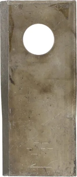 Nůž rotační sekačky rotace vpravo 110 x 48 x 4 mm; otvor Ø 19 mm; vhodný pro Kongskilde JF / Stoll