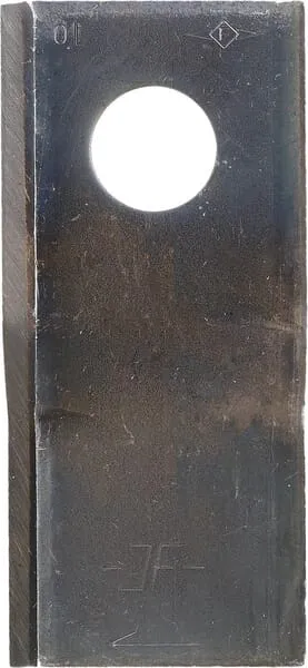 Nůž rotační sekačky rotace vpravo 106 x 49 x 4 mm; otvor Ø 19 mm; vhodný pro Kongskilde JF / Stoll