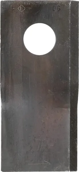 Nůž rotační sekačky rotace vlevo 106 x 49 x 4 mm; otvor Ø 19 mm; vhodný pro Kongskilde JF / Stoll