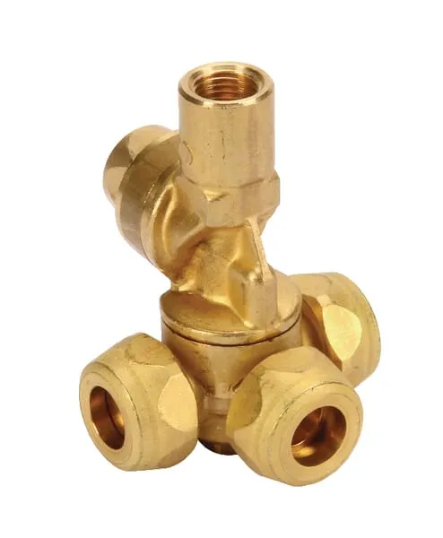 Mosazný držák trysek Braglia M 84 se 3 přípojkami trysek a pojistkou proti odkapávání