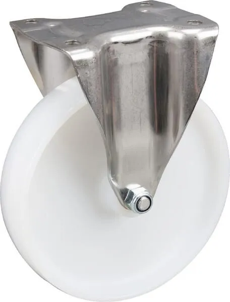 Pevná kola z nerezové oceli s upevňovací destičkou a polyamidovým kolem 200 – 500kg