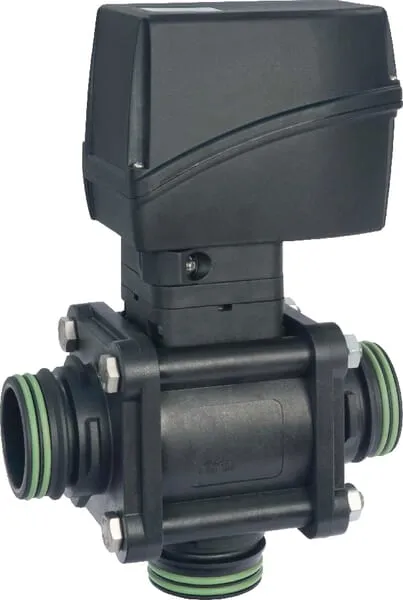 Elektrické kulové kohouty, 3-cestný kohout, řada 853 (s vidlicovou přípojkou)