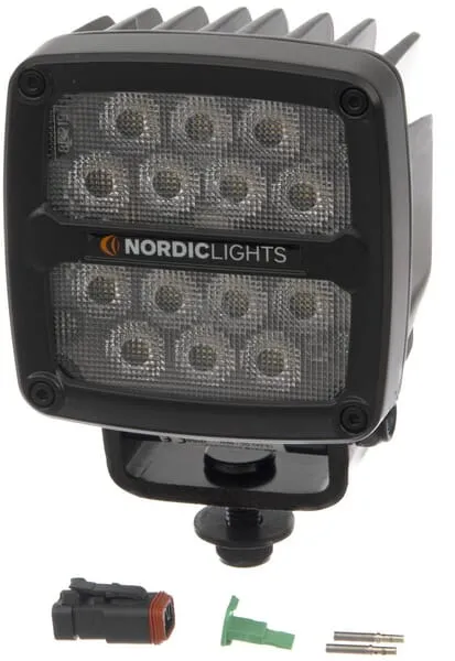 Pracovní světlo LED, 50 W, 7000 lm, hranaté, 12 / 24 V, bílé, k přišroubování, 108x108x137 mm, konektor Deutsch 2kolíkový, široký rozpty, 14 LED, Scorpius PRO 445 Nordic Lights